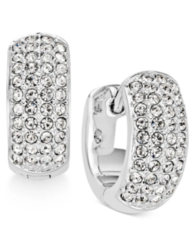 Shop Eliot Danori Silver-tone Pave 1/2" Small Hoop Earrings, Created For Macy's