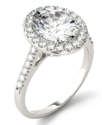 Charles & Colvard Moissanite Oval Halo Ring (3-1/2 Ct. Tw. Diamond Equivalent) In 14k White Gold In White Gold