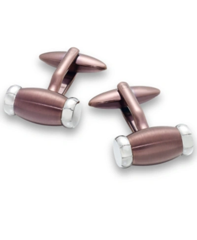 Shop Rhona Sutton Sutton By  Men's Stainless Steel Copper And Rhodium Barrel Cuff Links In Silver