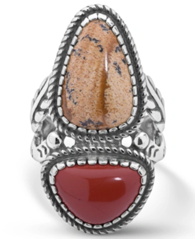 Shop American West Picture Jasper And Red Jasper Ring In Sterling Silver