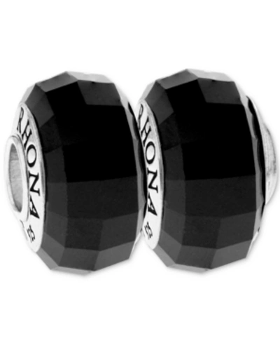 Shop Rhona Sutton 2-pc. Set Faceted Glass Bead Charms In Sterling Silver In Black