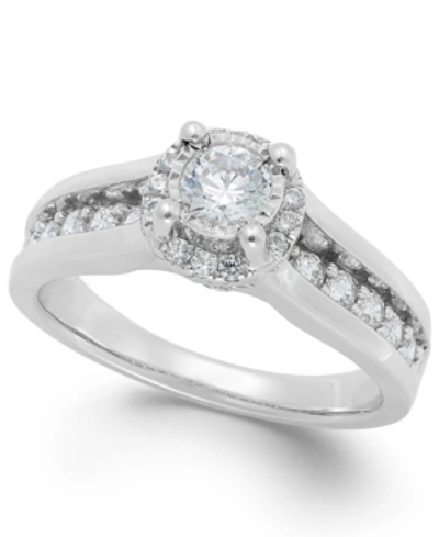 Trumiracle Diamond Channel Halo Engagement Ring (1 Ct. T.w.) In 14k White Gold In White Gold