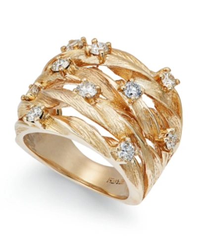 Shop Effy Collection D'oro By Effy Diamond Woven Ring (1 Ct. T.w.) In 14k Yellow Gold (also Available In White Gold)