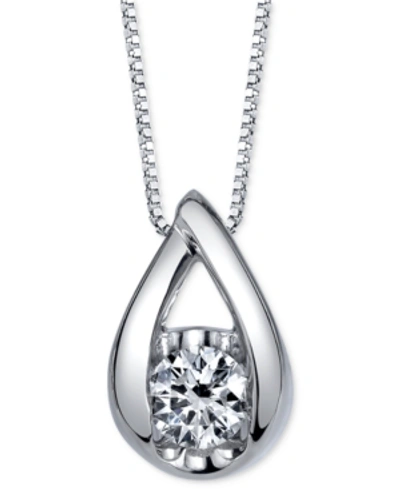 Shop Sirena Diamond Teardrop Pendant Necklace (1/5 Ct. T.w.) In 14k White Gold Or Rose Gold