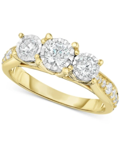 Shop Trumiracle Diamond Three-stone Ring (1 Ct. T.w.) In 14k White, Yellow Or Rose Gold In Yellow Gold