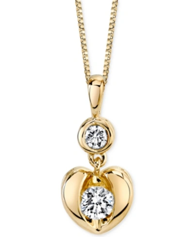 Proud Mom Sirena Energy Diamond Heart Pendant Necklace In 14k White Or Yellow Gold (1/4 Ct. T.w.) In Yellow Gold