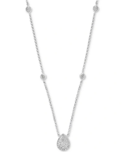 Shop Effy Collection Diamond Bezel & Teardrop Cluster 18" Pendant Necklace (1/3 Ct. T.w.) In 14k White Gold