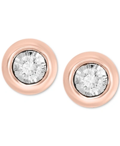 Shop Effy Collection Bubbles By Effy Diamond Bezel Frame Stud Earrings (1/5 Ct. T.w.) In 14k Rose Gold
