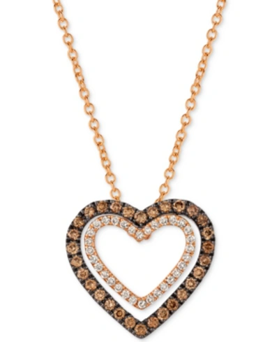 Le Vian Chocolatier Diamond Heart Pendant Necklace (1/3 Ct. T.w.) In 14k Rose Gold In Rose Gold