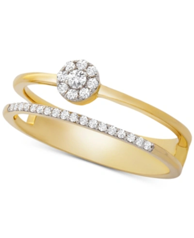 Shop Wrapped Diamond Cluster Double Ring (1/6 Ct. T.w.) In 14k Gold, Created For Macy's In Yellow Gold