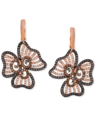 Shop Le Vian Nude, Blackberry & Chocolate Diamond Flower Drop Earrings (2-3/4 Ct. T.w.) In 14k Rose Gold
