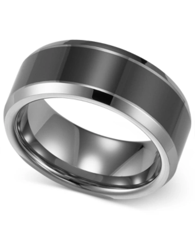 Triton Men's Tungsten Carbide And Ceramic Ring, 8mm Wedding Band In Tungsten