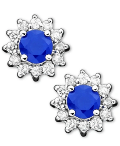 Shop Effy Collection Royalty Inspired By Effy Sapphire (5/8 Ct. T.w.) And Diamond (1/4 Ct. T.w.) Stud In 14k Yellow Gold 