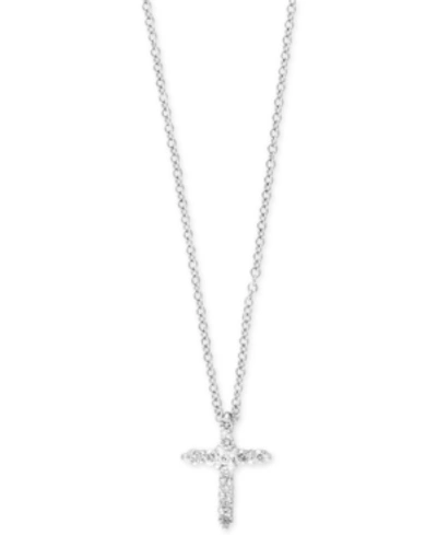 Effy Collection Pave Classica By Effy Diamond Cross Pendant Necklace (1/5 Ct. T.w.) In 14k White Gold In White Gold