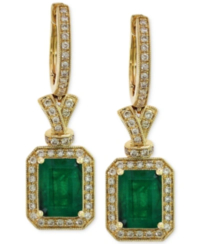 Effy Collection Brasilica By Effy Emerald (2-7/8 Ct. T.w.) And Diamond (1/2 Ct. T.w.) Earrings In 14k Gold, Created In Emerald