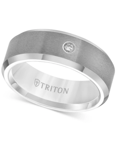 Triton Men's Tungsten Carbide Ring, Single Diamond Accent Wedding Band In Tungsten