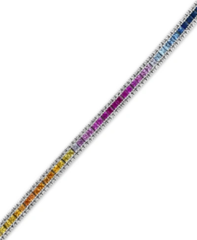 Shop Effy Collection Watercolors By Effy Multi-sapphire (8-1/4 Ct. T.w.) And Diamond (9/10 Ct. T.w.) Tennis Bracelet In 1