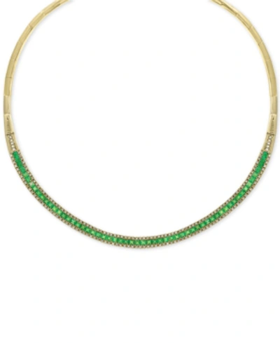 Shop Effy Collection Effy Emerald (8-5/8 Ct. T.w.) & Diamond (1-1/5 Ct. T.w.) 15-3/4" Collar Necklace In 14k Gold