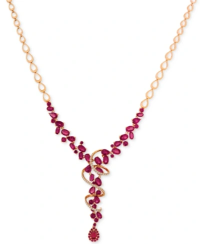 Shop Le Vian Passion Ruby (14-5/8 Ct. T.w.) & Diamond (3/8 Ct. T.w.) Lariat Necklace In 14k Rose Gold