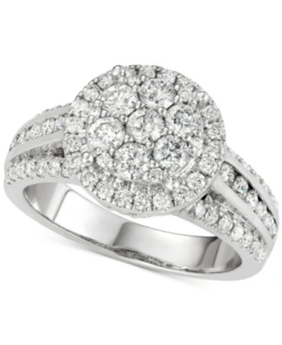 Shop Centennial Diamond Cluster Multi-row Engagement Ring (1-1/2 Ct. T.w.) In 14k White Gold