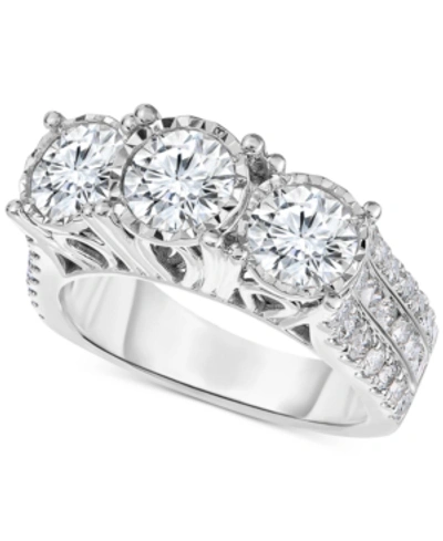 Shop Trumiracle Diamond Three-stone Engagement Ring (3 Ct. T.w.) In 14k White Gold