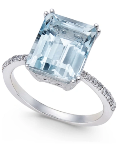 Effy Collection Effy Aquarius Aquamarine (3-3/4 Ct. T.w.) And Diamond (1/6 Ct. T.w.) Ring In 14k White Gold In Aquamarine