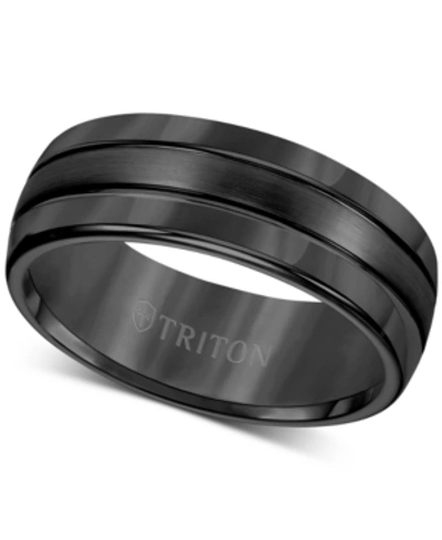 Shop Triton Men's Ring, 8mm 3-row Wedding Band In Classic Or Black Tungsten