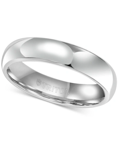 Triton Men's White Tungsten Carbide Ring, Dome Wedding Band (5mm) In Tungsten