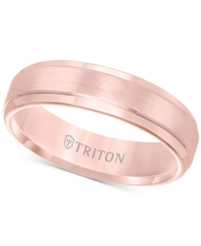 Shop Triton Satin Comfort-fit Band In Rose Or Yellow Tungsten Carbide (6mm) In Rose Tungsten