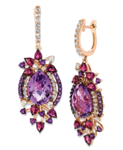 Shop Le Vian Crazy Collection Multi-stone Drop Earrings In 14k Strawberry Rose Gold (13-1/2 Ct. T.w.) In Purple