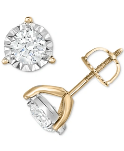 Shop Trumiracle Diamond Three-prong Stud Earrings (1 Ct. T.w.) In 14k Gold In Yellow Gold