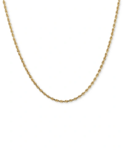 Shop Italian Gold 14k Gold Necklace, 30" Diamond Cut Rope Chain (2mm)