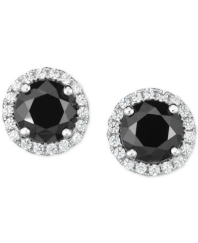 Shop Arabella Cubic Zirconia Halo Stud Earrings In Sterling Silver In Black