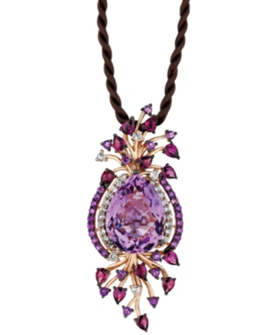 Shop Le Vian Crazy Collection Multi-stone Cord Pendant Necklace In 14k Strawberry Rose Gold (18 Ct. T.w.) In Purple