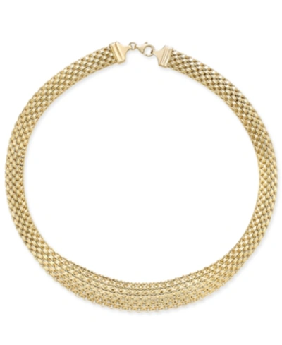 Shop Italian Gold Graduated Wide Mesh Necklace In 14k Gold