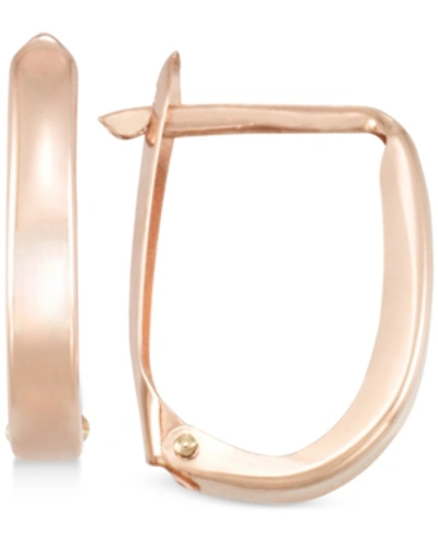 Diamond Fascination Polished U-hoop Earrings In 10k Gold In Rose Gold