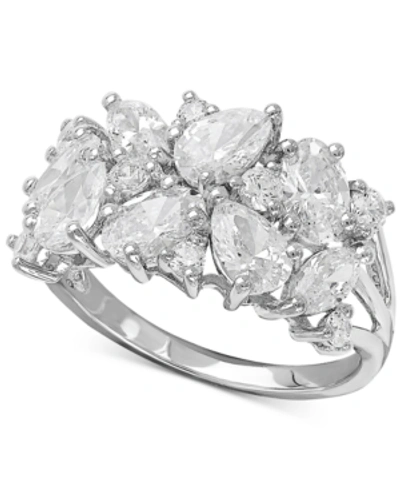 Shop Arabella Cubic Zirconia Cluster Ring In Sterling Silver