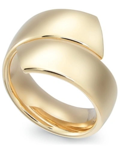 Shop Italian Gold Bypass Ring In 14k Yellow Gold And 14k White Gold