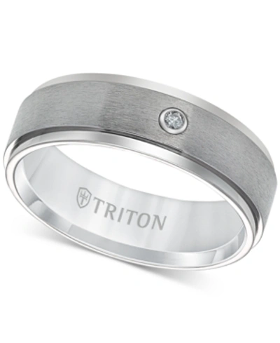 Shop Triton Men's Titanium Ring, 7mm Diamond Accent Wedding Band