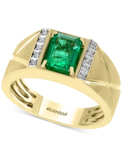 Shop Effy Collection Effy Men's Emerald (1-3/8 Ct. T.w.) And Diamond Accent Ring In 14k Gold In Green