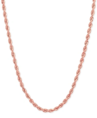 Italian Gold 14k Rose Gold Diamond-cut Rope Chain 20" Necklace (2-1/2mm) In Rose Gold