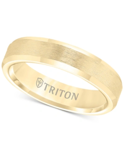 Shop Triton Bevel Edge Comfort Fit Band In Yellow Tungsten Carbide