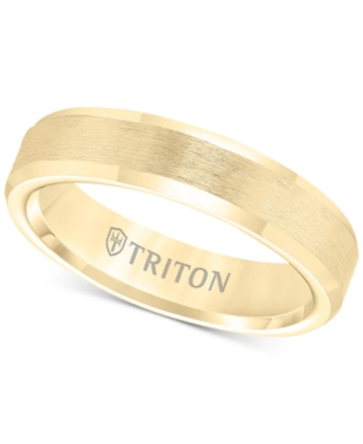 Triton Bevel Edge Comfort Fit Band In Yellow Tungsten Carbide In Tungsten