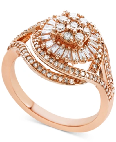 Shop Promised Love Diamond Starburst Cluster Ring (1/2 Ct. T.w.) In Sterling Silver In Rose Gold/ Silver