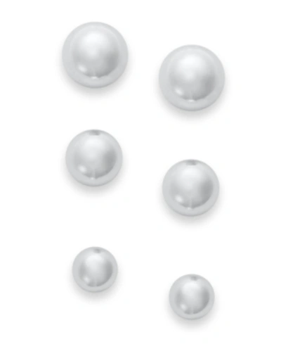 Giani Bernini Set Of 3 Ball Stud Earrings In Sterling Silver, Created For Macy's In Silver