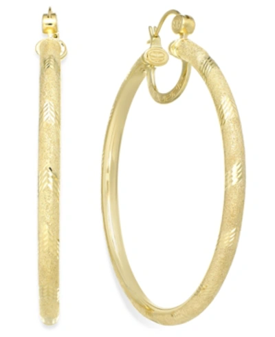 Shop Simone I. Smith 18k Gold Over Sterling Silver Earrings, Laser And Diamond-cut Extra Large Hoop Earrings