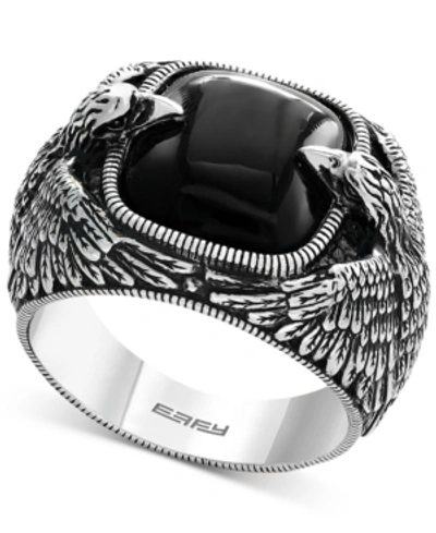 Shop Effy Collection Effy Men's Onyx Eagle Ring (10 Ct. T.w.) In Sterling Silver In Black