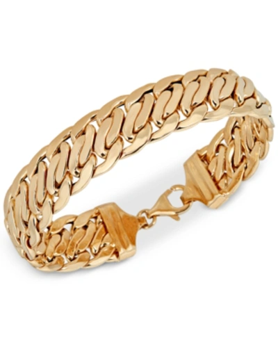 Shop Italian Gold Wide Fancy Link Chain Bracelet In 14k Gold