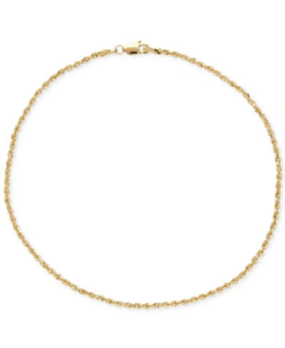Shop Italian Gold Solid Fine Rope Ankle Bracelet In 14k Gold In Yellow Gold