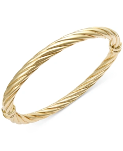 Shop Italian Gold Twist Hinge Bangle Bracelet In 14k Gold Or White Gold